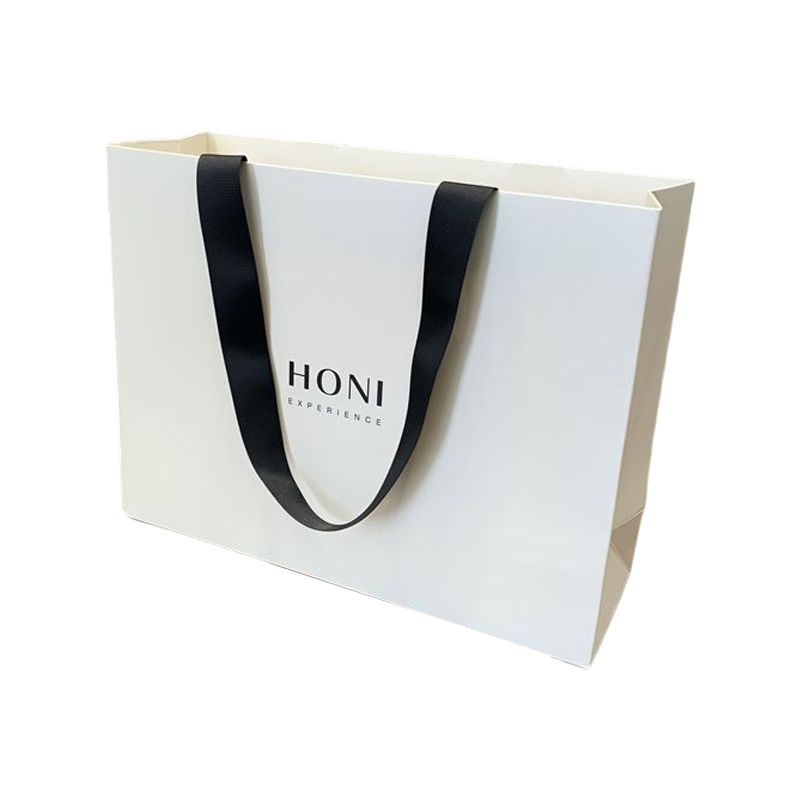 Custom Fashion Lyx presentpåsar Vit papperspåse Shoppingförpackningspåse för kläder