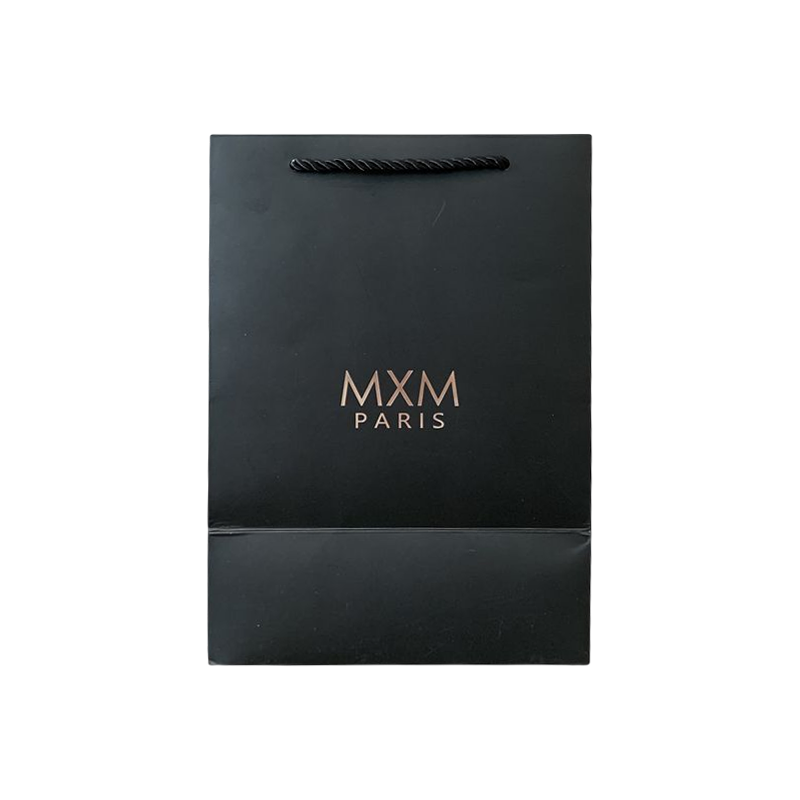 Custom Your Own Logo Black Hot Stamping Shopping Bag Lyx Presentpåse Reklampapperspåse