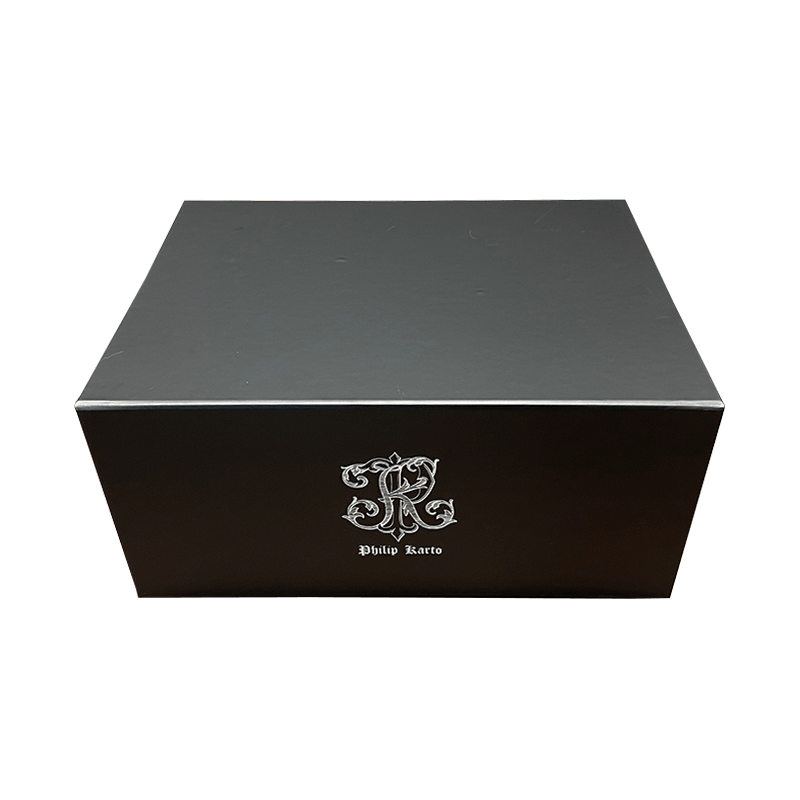 Custom Logo Luxury Flat Vik Kartong Presentkartong Förpackning Stora svarta kartonger för kläder